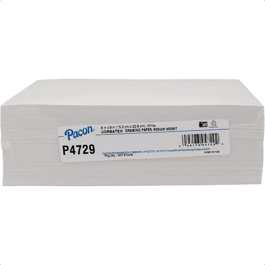

Pacon Drawing Paper White Medium Weight 50lb. 6 x 9 500 Sheets