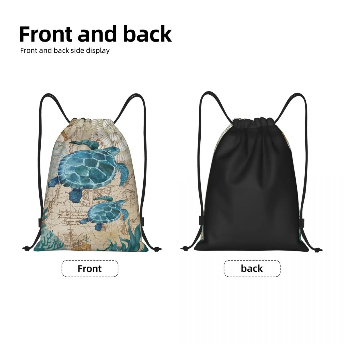 Custom Ocean Sea Turtle Drawstring Backpack Bags Men Women Lightweight Gym Sports Sackpack Sacks for Yoga