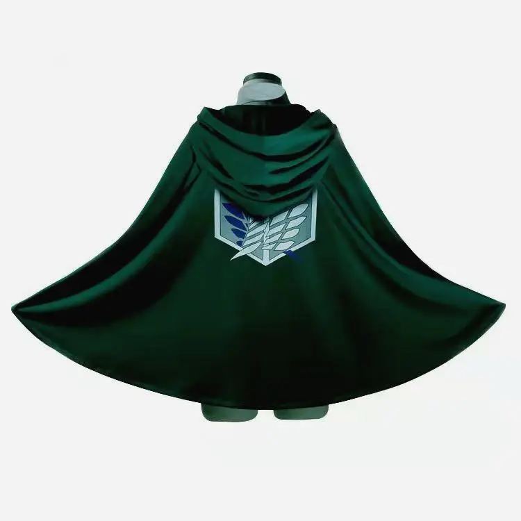 防水レインコート-進撃の巨人-調査兵団-自由の翼-三つ目の羽根付き-レインコート-コスチューム-子供用レインコート-フリーサイズ