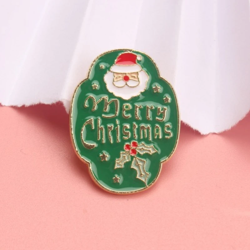 Vintage Cute Merry Christmas Santa Claus Enamel Pin - Christmas Holiday Brooch