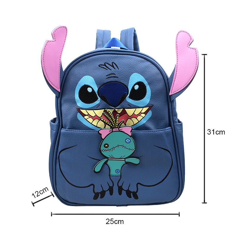 High Quality Lilo and Stitch Backpack Cool Design Full PU Leather School Bag for Girls