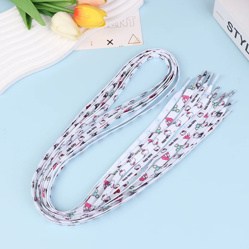 1Pair Kuromi Hello Kitty Cinnamoroll Kawaii Shoelaces Anime Cartoon Fashion Flat Shoe Laces Accessories Gifts Toys 120cm