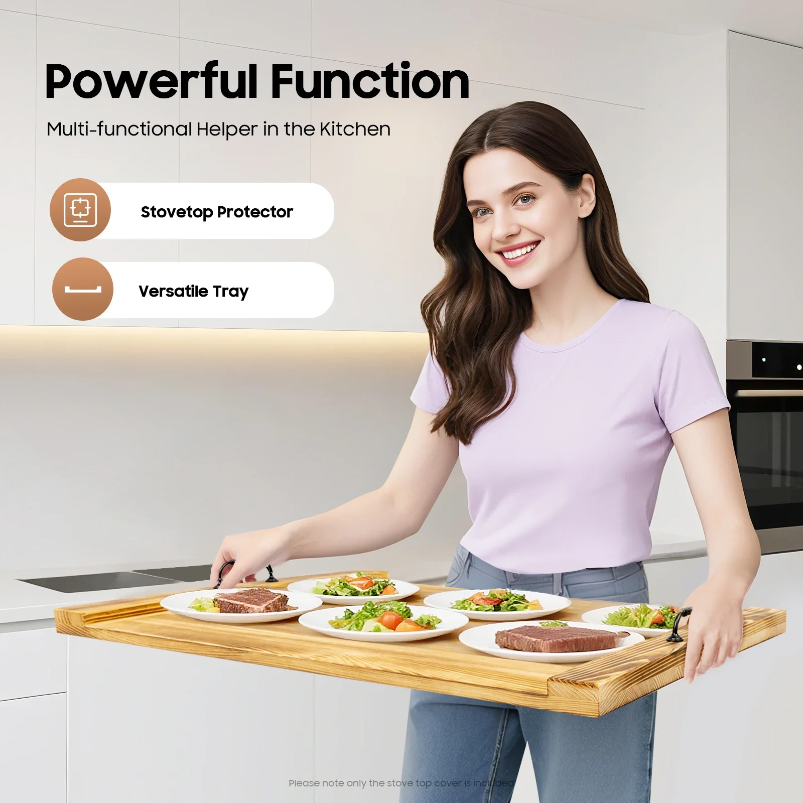 

76.2*55.88*3.05cm Stove Top Cover,Strong Load-Bearing Kitchen Cover Pine Wood Stove Top Cover,For Electric and Gas Stove