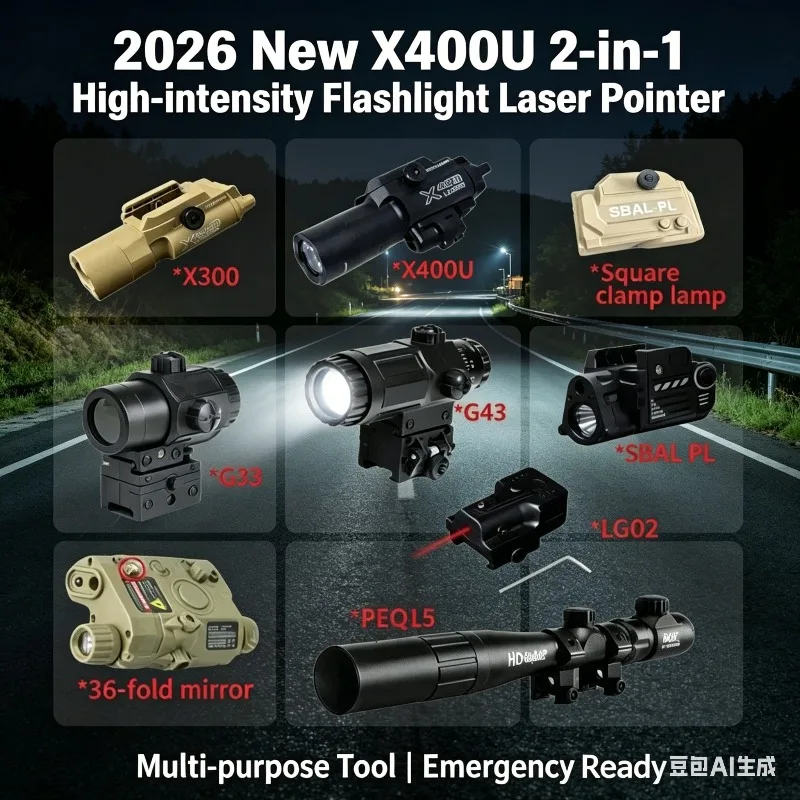 G33/G43/X300/X400U/PEQ-15/LG02 Tactical Flashlight Laser Combo 20mm Rail for Airsoft CS Game Playing
