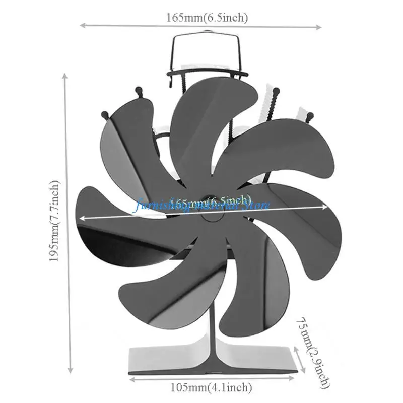 Y5GD 7 شفرات لحرق الخشب، مروحة مدفأة حريق حقيقية، كفاءة مروحة الموقد الخشبي