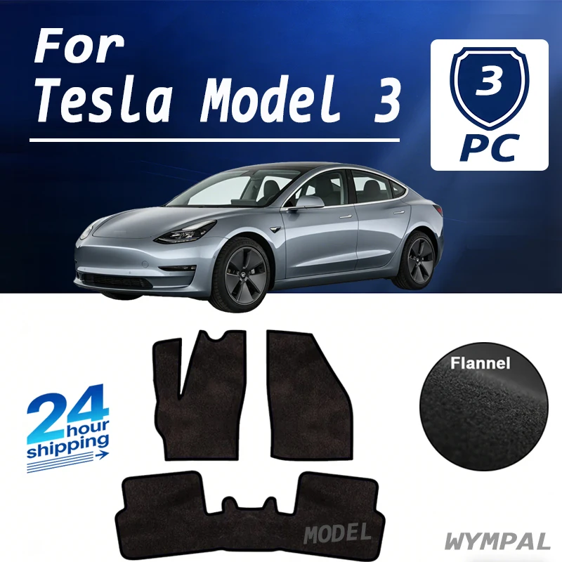 

Фланелевые коврики для пола автомобиля Tesla Model 3 2018~2022, противоскользящие коврики-накладки, автомобильные аксессуары, подкладки для ног
