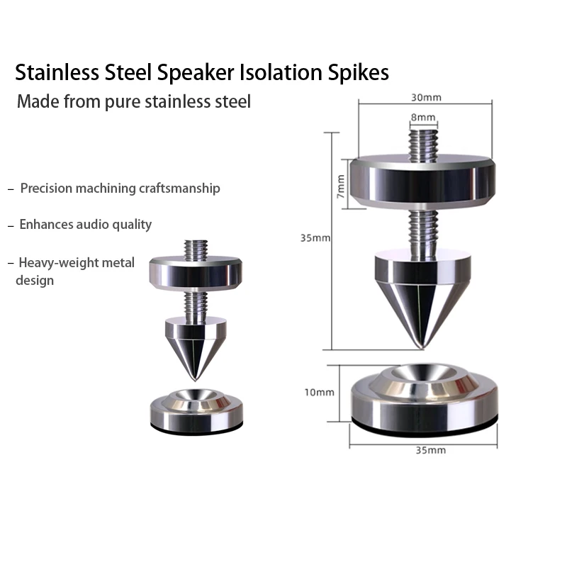 

Изоляционные шипы для динамиков M8 из нержавеющей стали — амортизирующие ножки для книжной полки/напольных динамиков, усилителей Hi-Fi