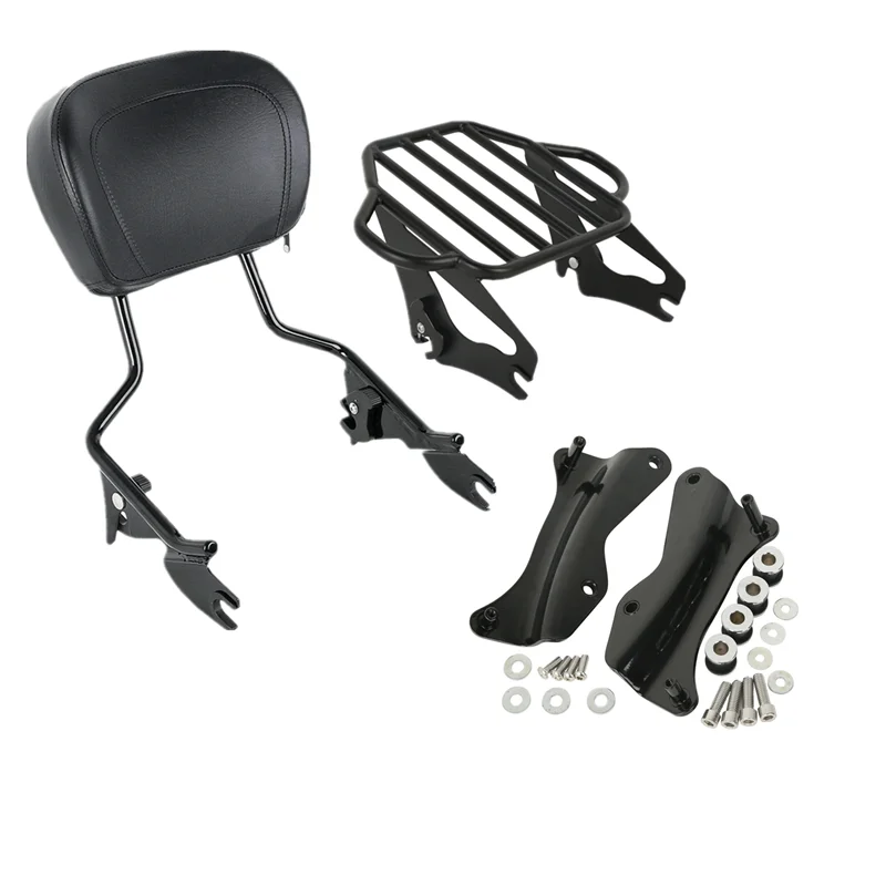 Motorcycle Sissy Bar Backrest Luggage Rack Docking Kit For Harley Touring Road King Street Glide FLHX 2014-2024