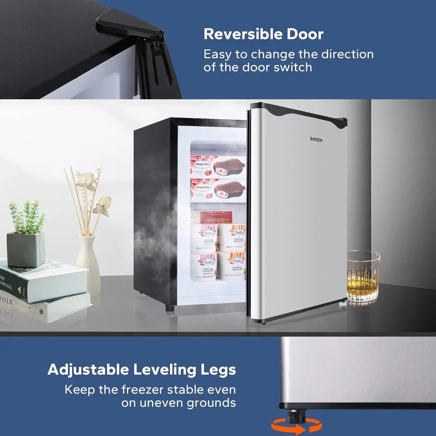 取り外し可能な棚付きのミニ直立冷凍庫、家庭、キッチン、オフィス、アパート用のシングルドアコンパクト冷凍庫、1.1cu。フィート