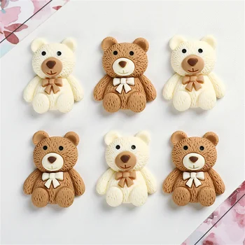 카로온 베이지 커피 베어 수지 카보 숑 플랫백 전화 장식 부품 스크랩북 공예 DIY 헤어 활 액세서리