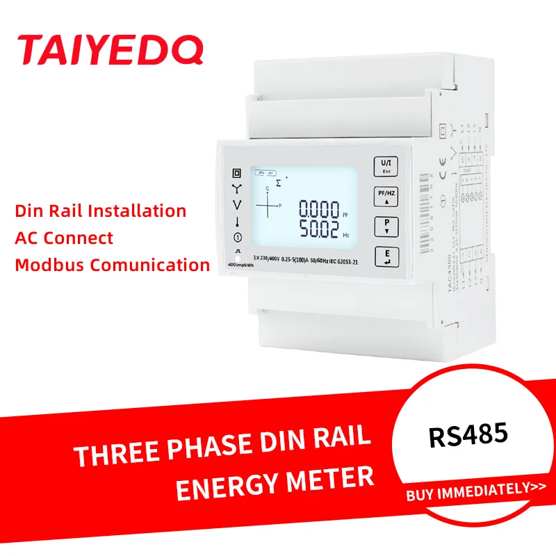 100A Modbus 4 Wire TAC4300 Series Three Phase Rail Installation Mutil-function SDM Power Meter