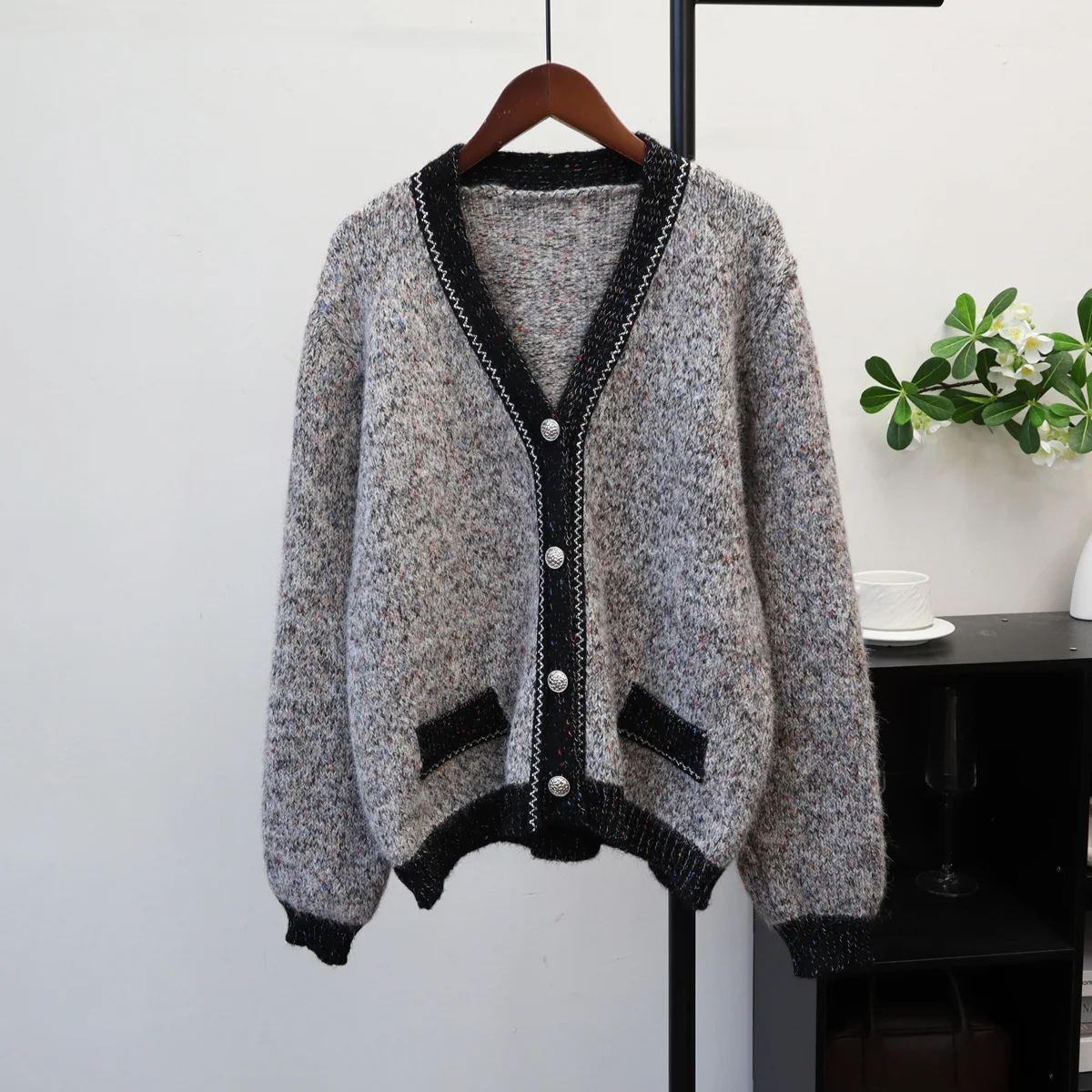 

Cardigan Women Sweaters Coats V Neck Full Sleeve Jackets Jumpers Y2k Streetwear Elegant Knit Work Open Stith Autumn Winter