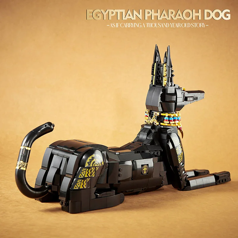MOC مدينة 1208 قطعة الفرعون المصري القديم الكلب نموذج اللبنات مجموعة لتقوم بها بنفسك الحيوان السحري أنوبيس الطوب لعب للأطفال هدايا
