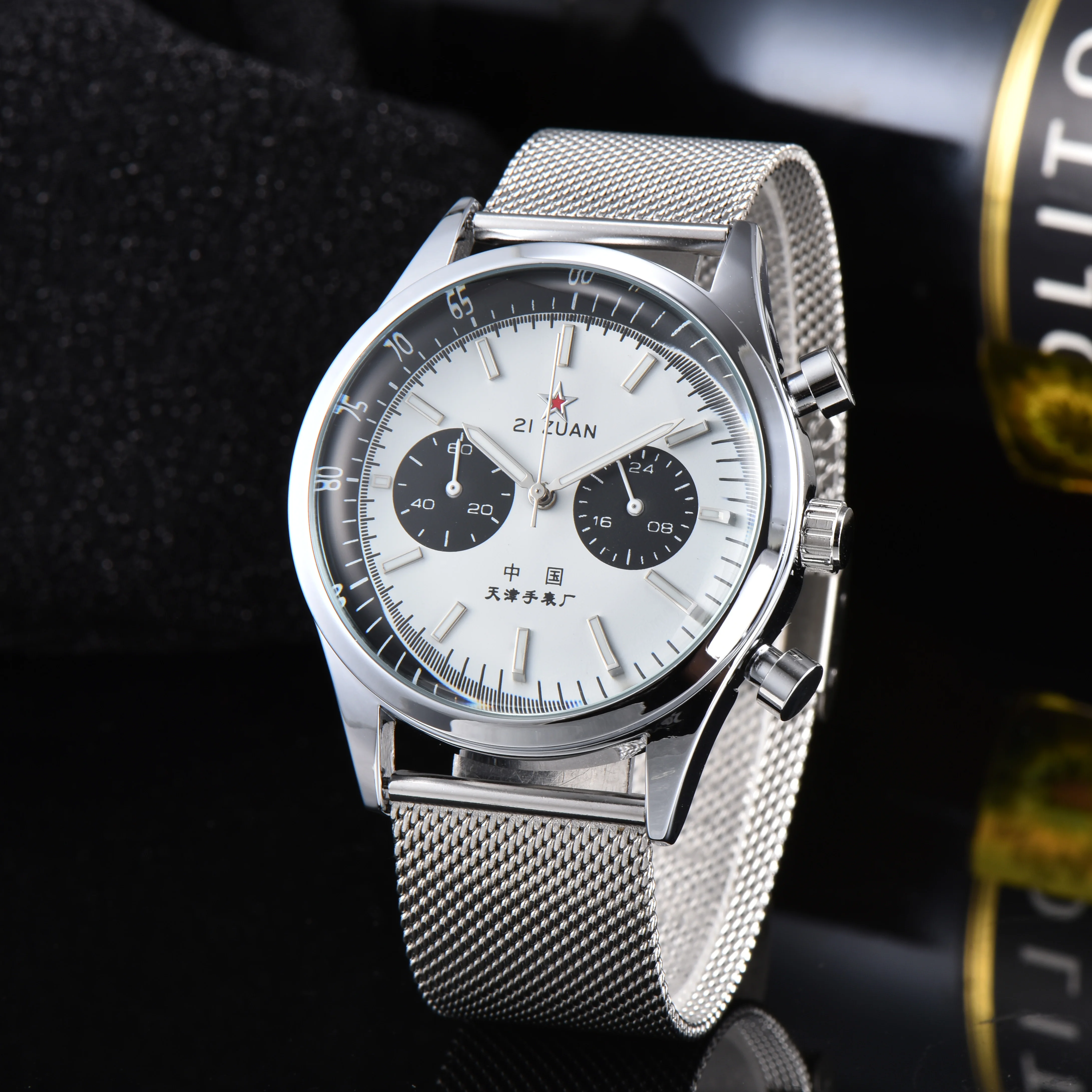 Five-hand chronograph steel strap men's business hot-selling quartz full-function watch