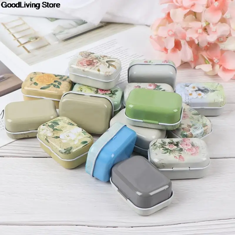 1PC Vintage Flower Printing Mini Tin Box For Jewelry Wedding Favor Metal Candy Box Decorative Storage Boxes Gift Home 6x4x2.5cm