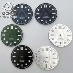 RICHUS 31mm NH35 dial 6 o’clock date window black blue green silver watch dial green luminous fit NH35 movement
