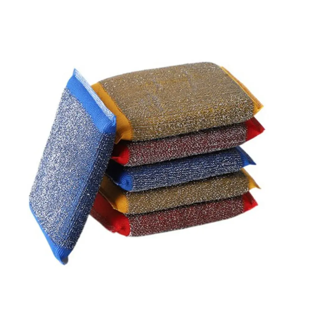 6pcs Rectangle Stainless Steel Sponge Non-Scratch Thickened Dishwashing Sponge Absorbent Scrub Sponge Pads Decontamination