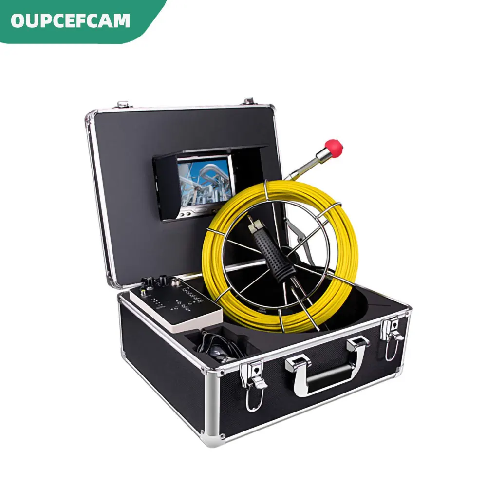 23mm Camera 7 Inch Monitor Industrial  Sewer Drain Pipe Inspection Endoscope System 5mm Fiberglass Cable