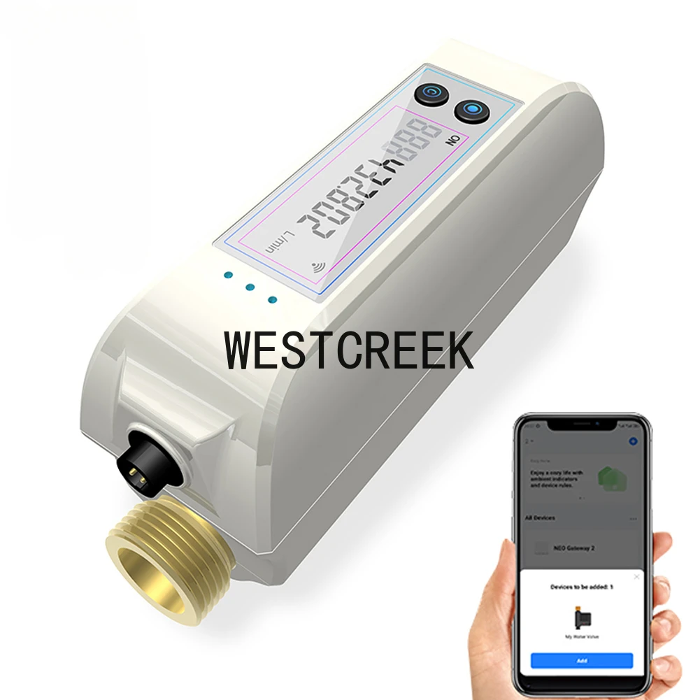 Tuya WiFi Intelligent Watervalve Dual-Band Flowrate Meter APP Control Efficient Home Water Management Device for Voice Control