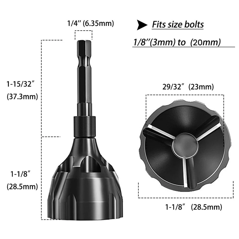 Hex-Shank Deburring External Chamfer Tool,Quick Release Deburring Chamfering Drill Bit Bolt Deburring Tool Fits 3-20Mm