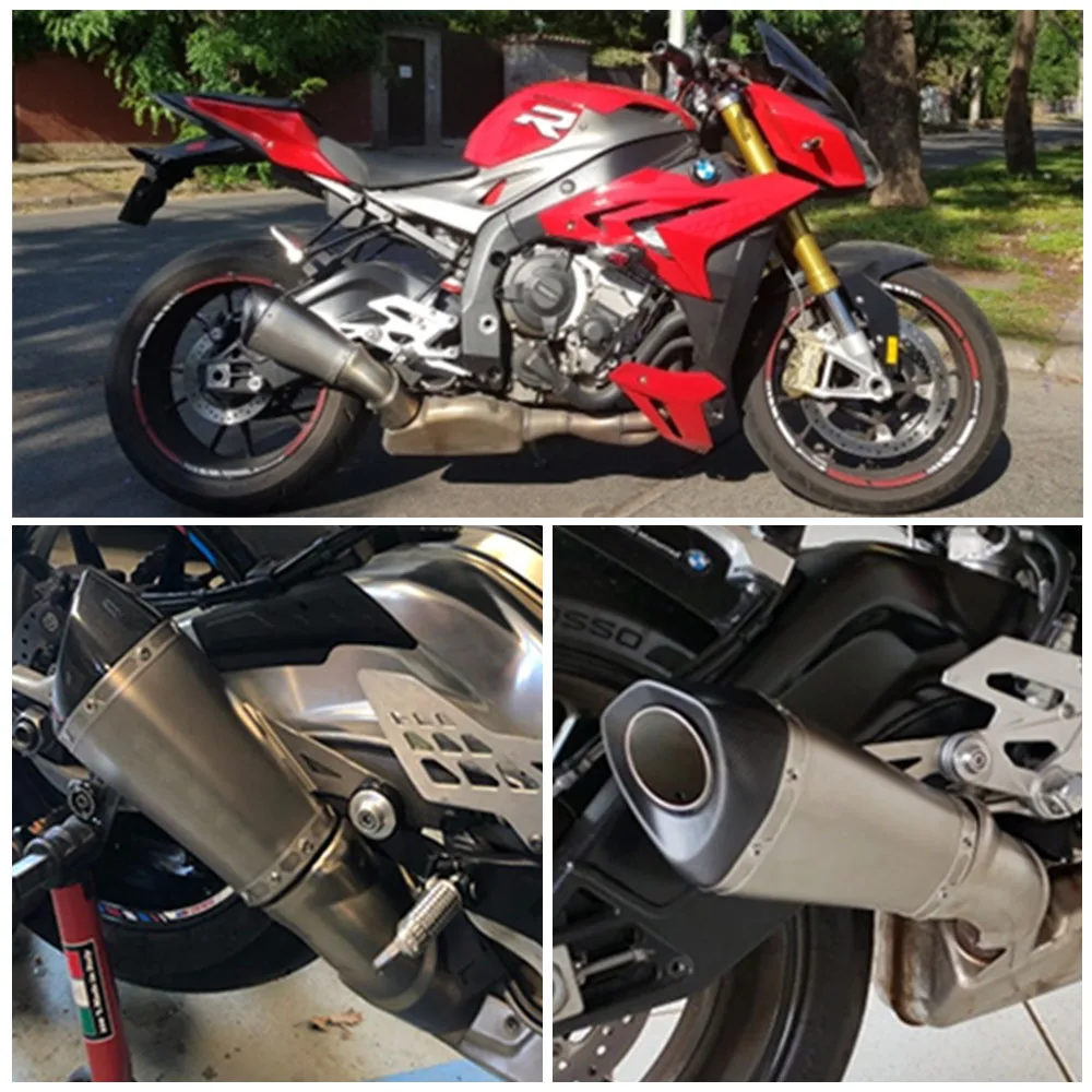 For BMW S1000R S1000RR exhaust system modified tail pipe 51MM 60MM 65MM motorcycle carbon fiber single hole double hole muffler