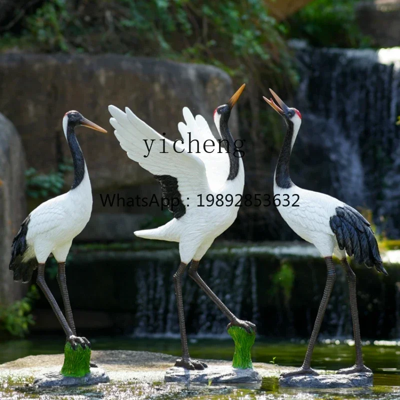 AA Simulation Crane Sculpture Fiberglass Egret Garden Sales Office Landscape Decoration Red-Crowned Crane Model