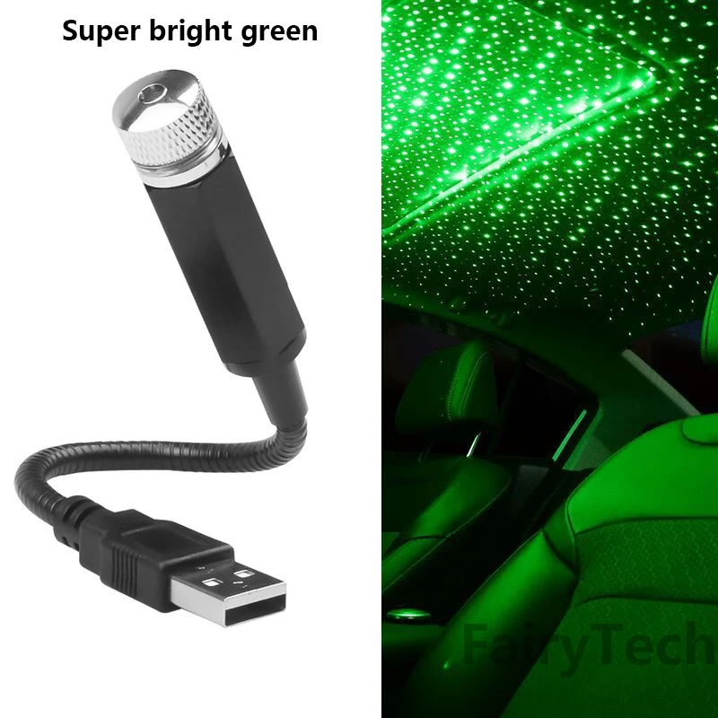 Miniproyector LED de luz nocturna para techo de coche, Lámpara decorativa USB ajustable para decoración de techo de habitación