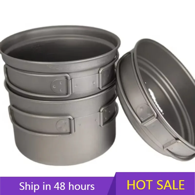 

1450ml Ultralight Pure Titanium Pot Set Outdoor Camping Cookware Outdoor Cooking Set