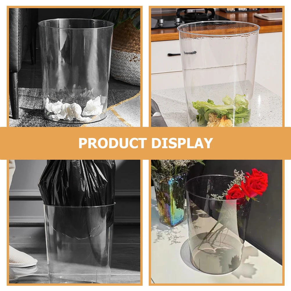 

Clear Trash Bucket Space-Saving Compact Design Convenient Trash Bin for Household Hotel School Desktop Storage Use
