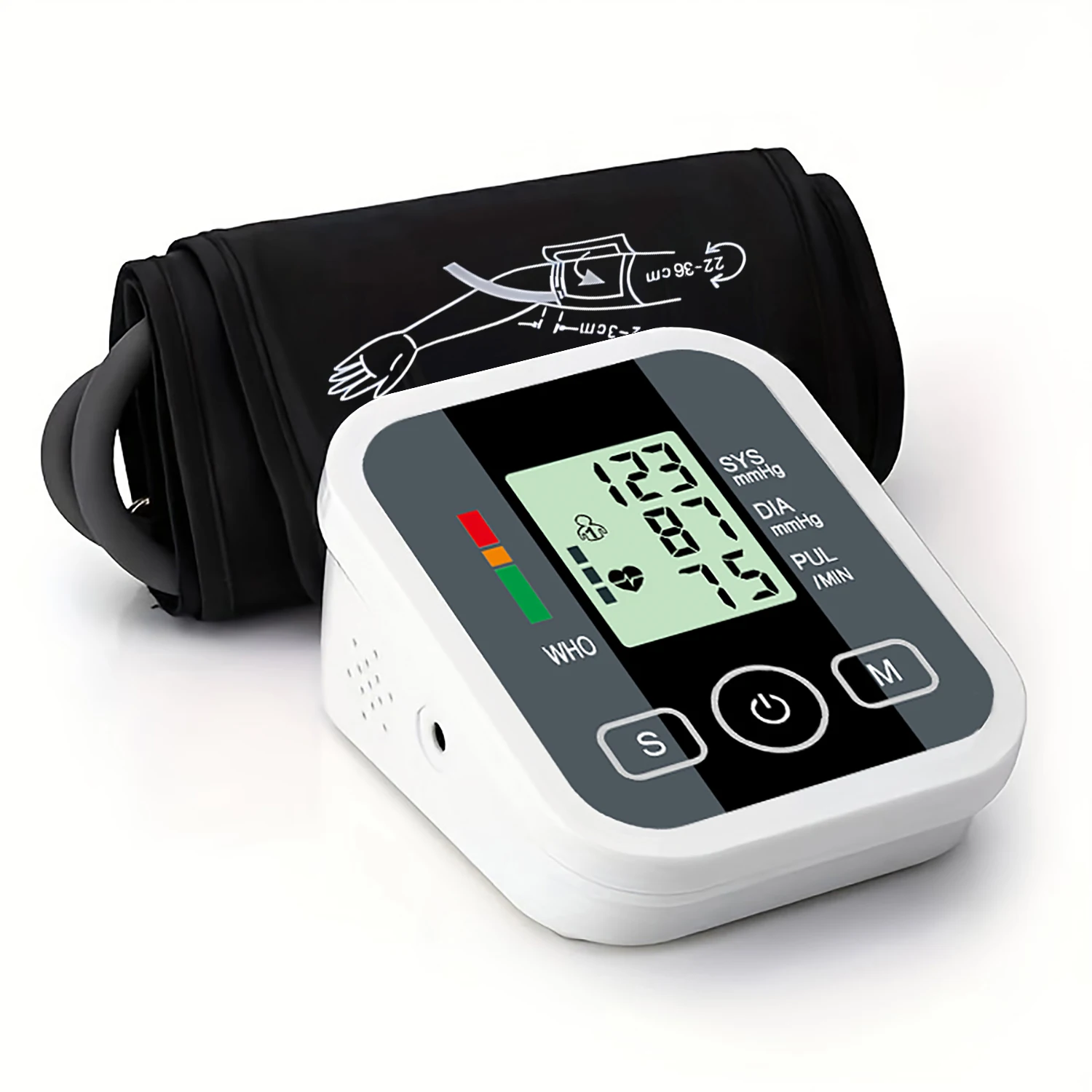 Monitor Digital de Pressão Arterial para Braço Superior, Tonometrô Automático, Medidor de Pressão Arterial, Esfigmomanômetro Médico que Funciona com Bateria