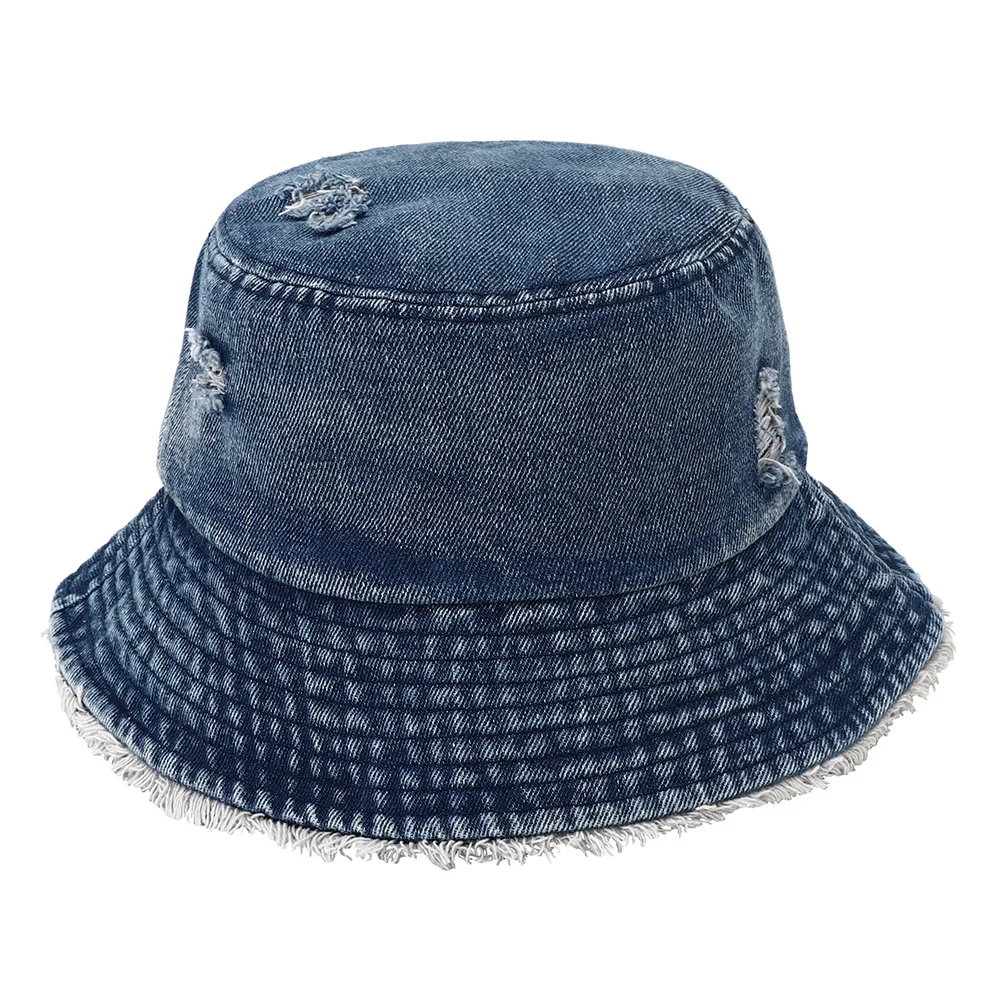 2023 New Vintage Denim Floppy Bucket Hat Women Tie Dye Fishing Hunting Cap Foldable Flat Top Fisherman Hats for Men Bob Homme