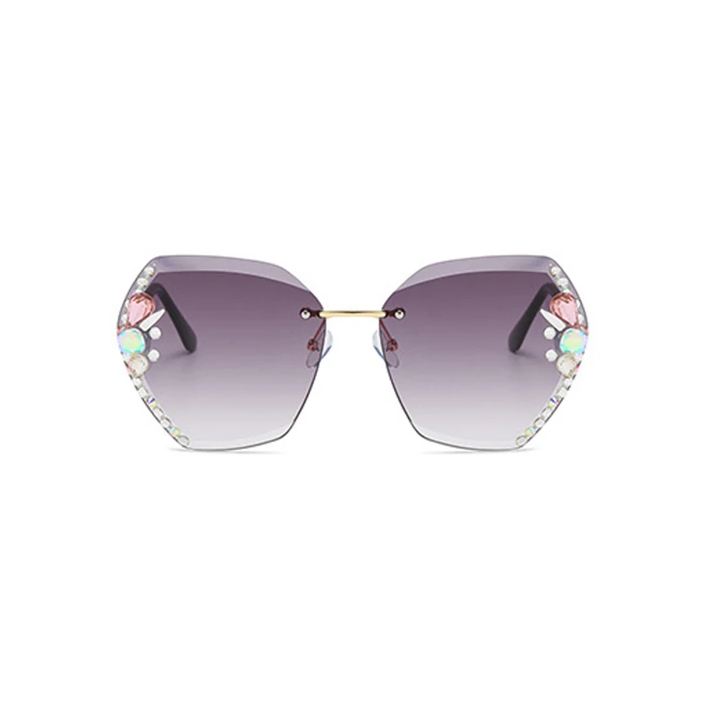 Neue Strass Sonnenbrille für Frauen hochwertige Weiblichkeit Mode rahmenlose große Rahmen schlanke Brille fahren UV-Schutz – Detail 8
