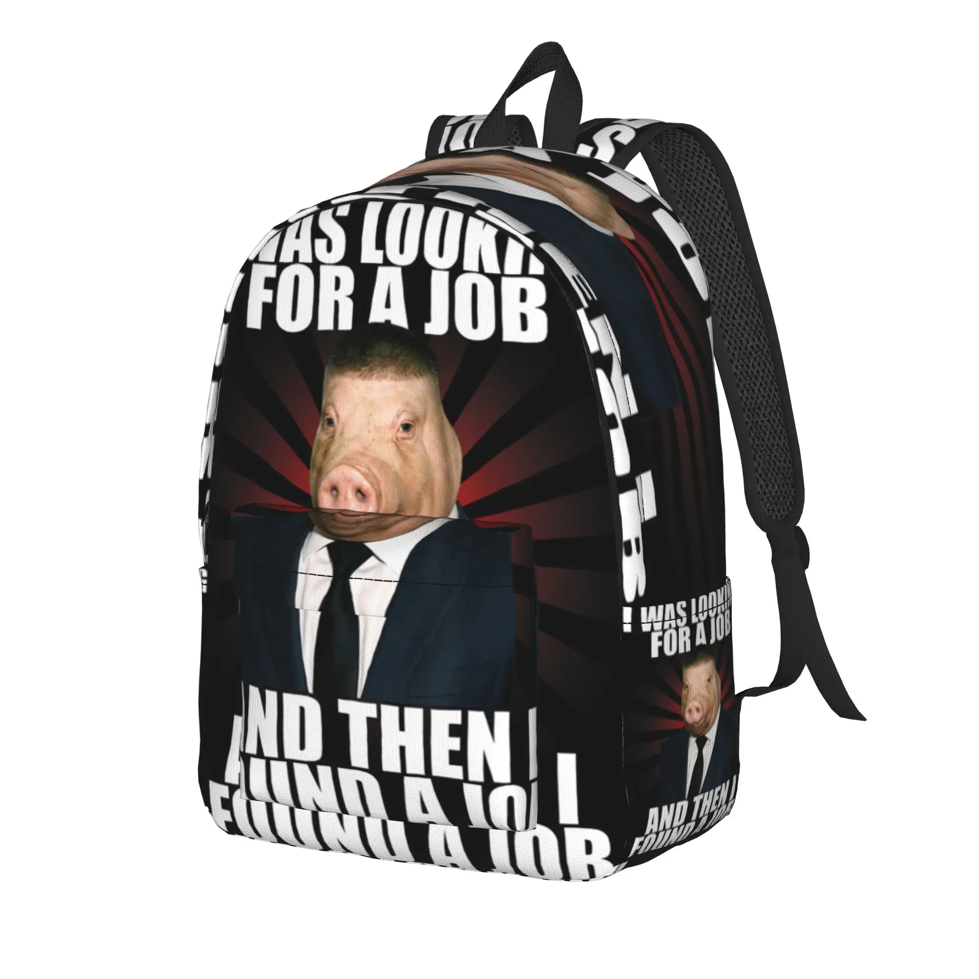 I was Looking for A Job John Pork Fade Haircut Meme Teenage Backpack Student Hiking Daypack for Men Women College Shoulder Bag