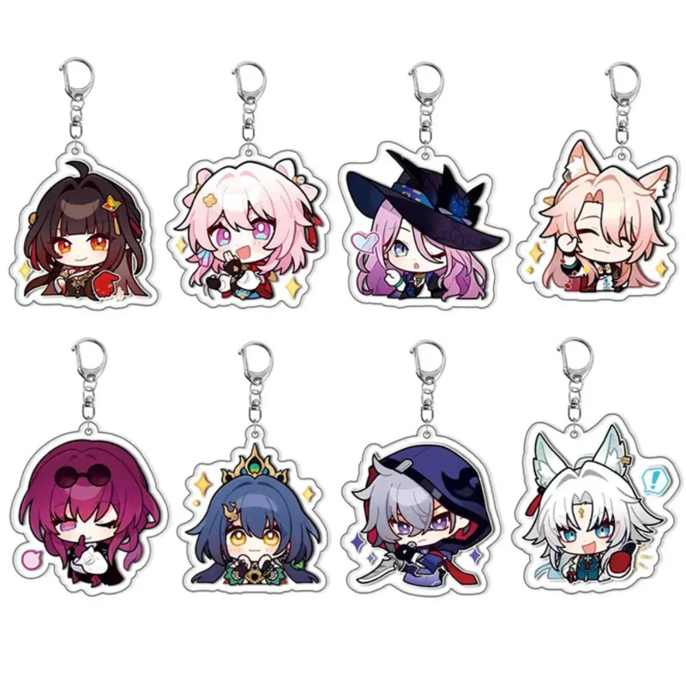 Game Honkai: Star Rail Cartoon Acrylic Keychain Backpack Keyring Pendant Dan Heng March 7th Himeko Decoration Accessory Ornament