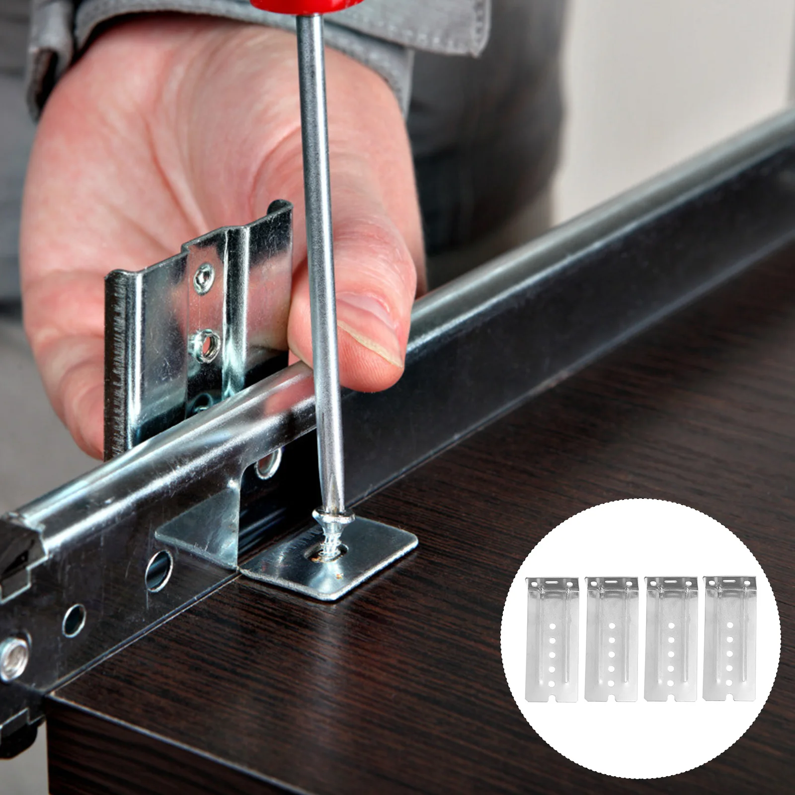 

4Pcs Drawer Slide Rear Mounting Brackets Durable Electroplated Surface No Burrs Strong Load Bearing Cabinet Tray Accessories