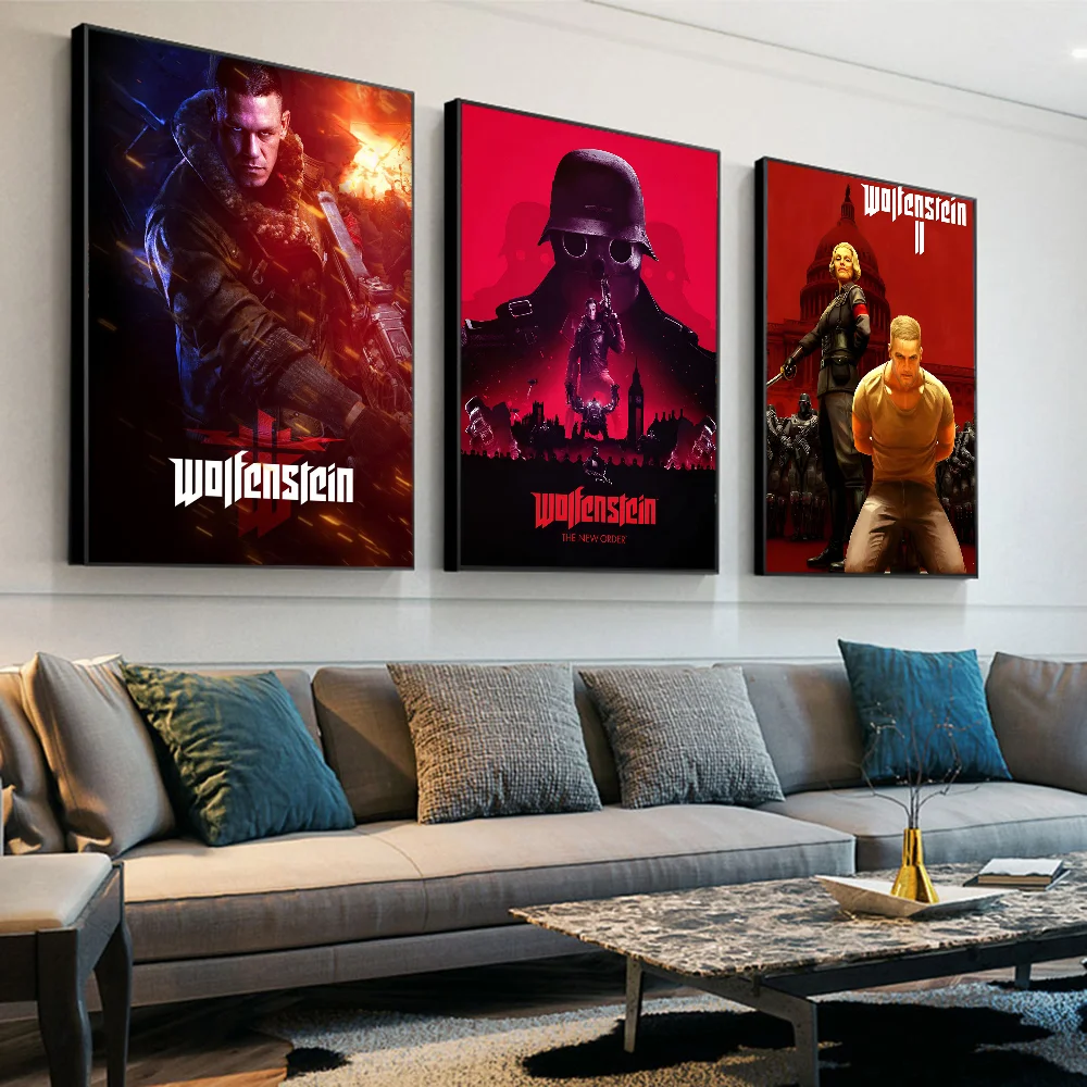 Video games wolfenstein Classic Vintage Posters Vintage Room Home Bar Cafe Decor Nordic Home Decor