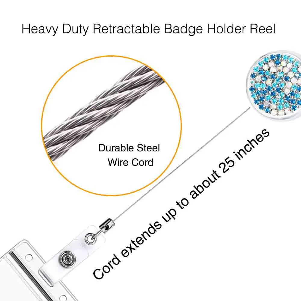 1 قطعة بلينغ قابل للسحب شارة بكرة مفتاح حامل بطاقة الهوية معرف حزام كليب قابل للسحب شارة حامل