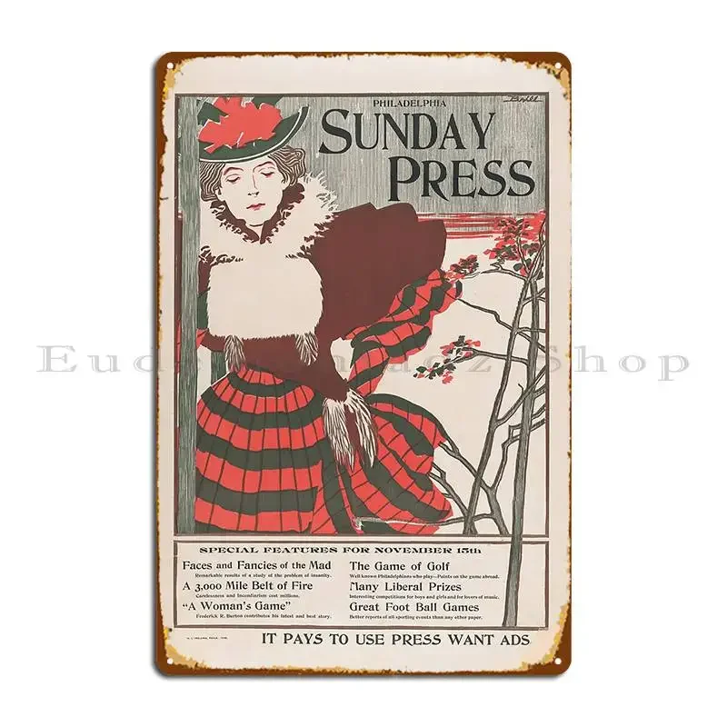 Philadelphia Sunday Press November Issue Metal Plaque Poster Living Room Funny Living Room Designer Funny Tin Sign Poster