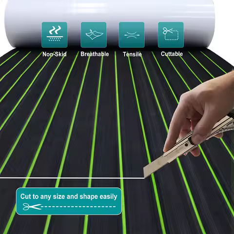 1200x410x5mm EVA Foam Faux Teak Boat Deck Mat Marine Flooring Self-Adhesive Marine Boat Decking Sheet Kayak Accessories