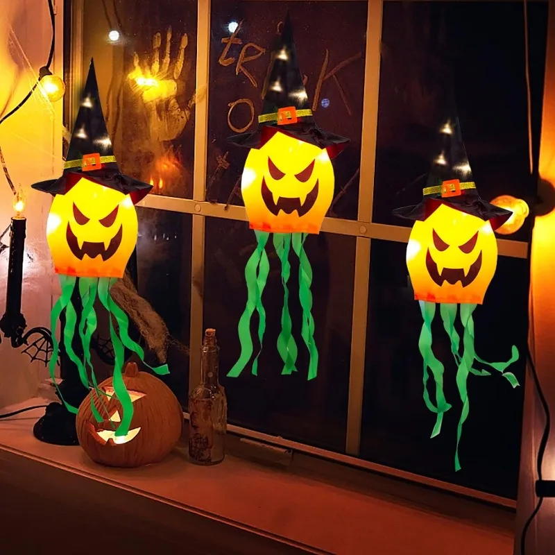 3 party lights, Halloween decorations, outdoor decorations, hanging glowing pumpkin heads, Halloween decorations