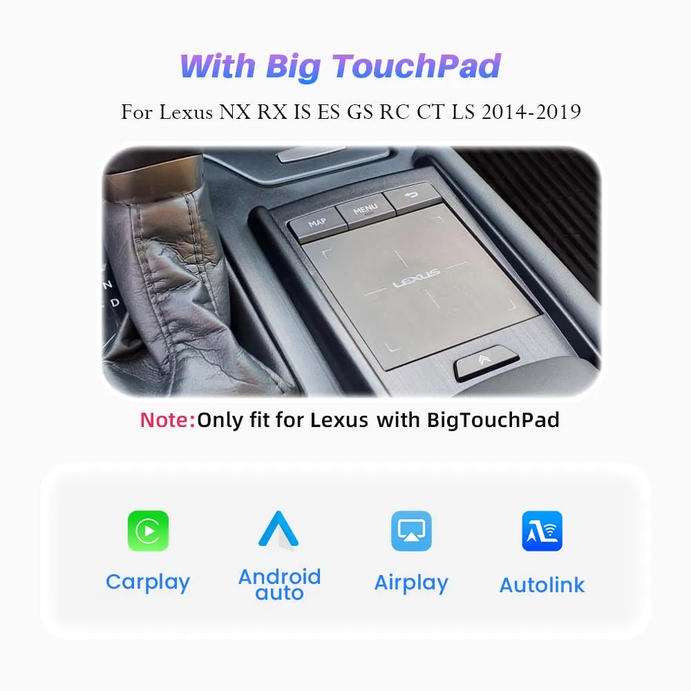 BONROAD Draadloze CarPlay Interface voor Lexus RX NX IS ES GS RC CT LS LX LC UX 2014-2019 Android Auto AirPlay Bluetooth Module