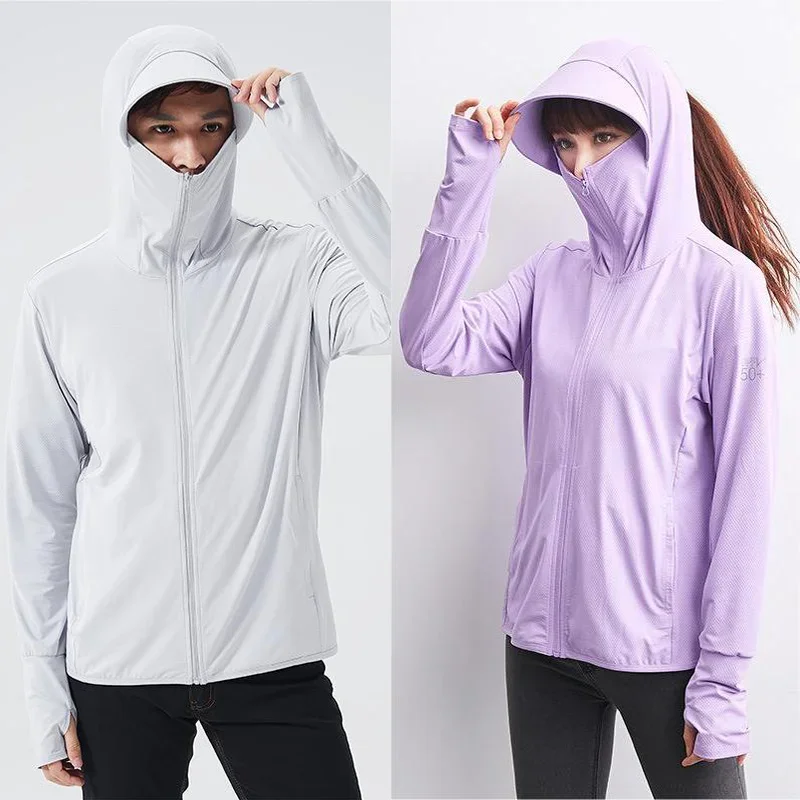 Summer Women Men Fishing Shirt UV Proof Coat Quick Dry Thin Sunscreen UPF50+ Outwear Hooded Cycling Unisex Beach Clothes