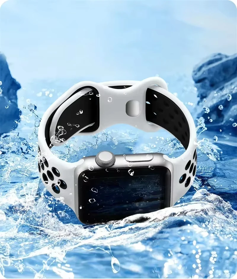 Armband für Apple Watch Band 45 mm 41 mm 44 mm 42 mm 41 mm atmungsaktives Silikon-Correa-Armband iWatch Serie 10 8 SE 9 7 6 Ultra 2 49 mm