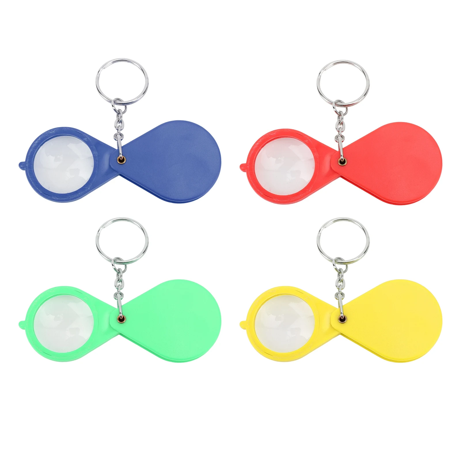 Magnifier Keychain 10X Magnification Foldable Portable Mini Magnifying Glass with Key Ring for Outdoor Reading