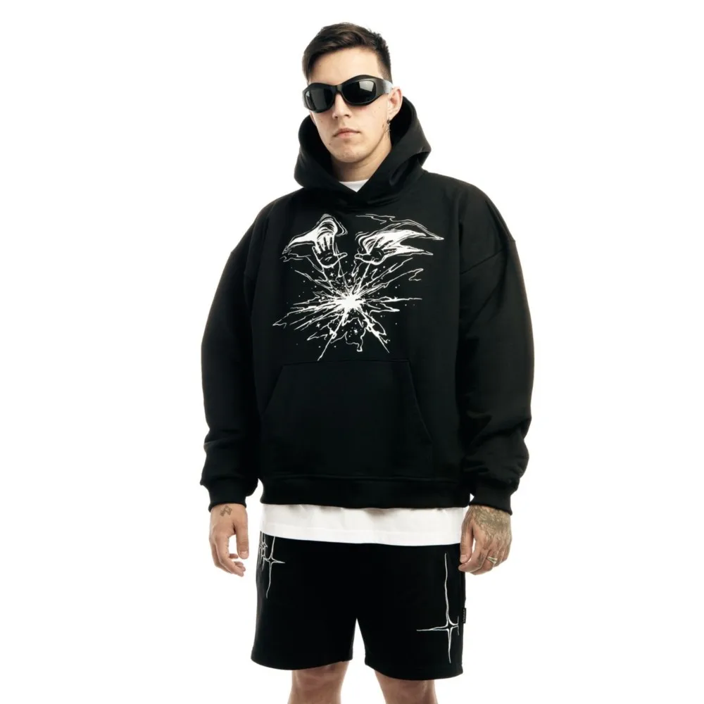 Punk Lyrical Print Clothing Oversized Hip Hop Pullover Streetwear Men\'s Hoodies Harajuku Fashion Tops Goth Hooded Sweatshirt Y2K