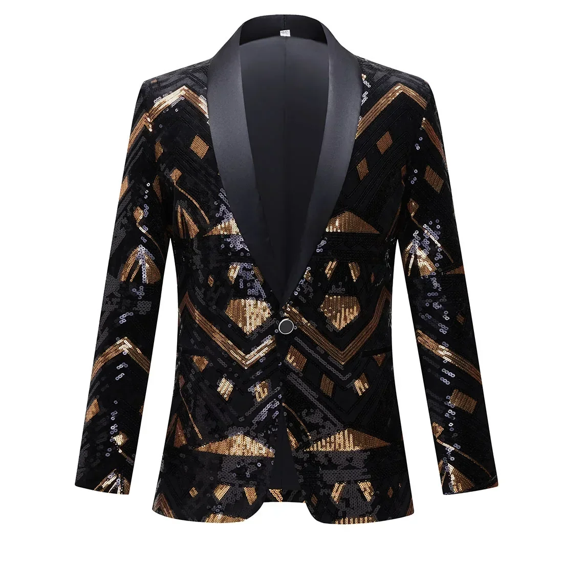 

Men's Fashion Slim British Style European Host Nightclub Banquet Black Gold Sequin Costumes Casual Trend Light Luxury Blazer