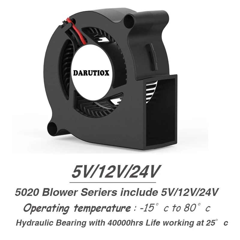 2PCS 5020 50mm Blower Fans DC 24V 12V 5V 2PIN Dual Ball/Sleeve Bearing Brushless Cooling Fan 50x50x20mm Turbo Blower Fan