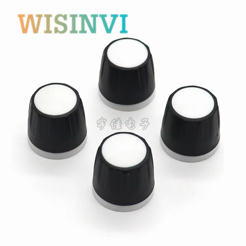 10PCS 16×15MM half shaft Black and white rubber knob potentiometer rotary encoder volume switch knob suitable for D axis 6MM