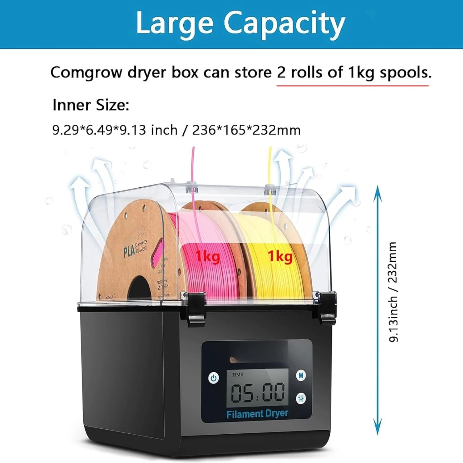 

3D Printer Filament Dryer Box, Comgrow 3D Filament Storages, Keeping Filaments Dry During 3D Printing, Compatible