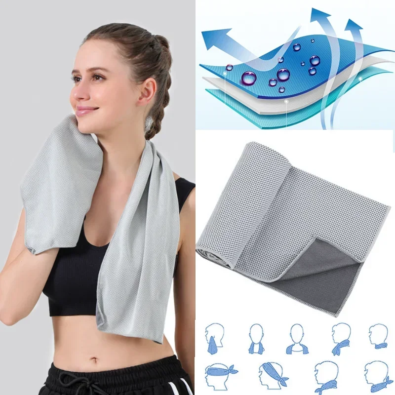 Quick Dry Cool Towel Portable Mini Silica Gel Set Cold Towel Polyester Fiber Outdoor Cooling Towel Fitness Sports Gym Running